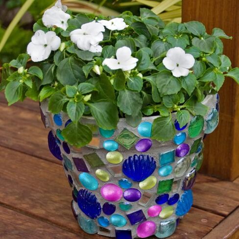 2 رطل من الأحجار الكريمة الزجاجية الملونة لحشو المزهرية، مشروع حرف الفسيفساء الرخامية المسطحة، أحجار ديكور الحفلات ذات موضوع حورية البحر، لهجات منزلية، أرجواني، أزرق، فوشيا، أصفر، ديكور صيف عيد الفصح in Kuwait