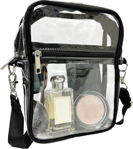 INNOVATIVE HAUS Clear Crossbody Bag with Front Pocket - Stadium Approved Transparent Purse for Concerts, Sports Events, Festivals - Water-Resistant PVC, Adjustable Strap in Kuwait
