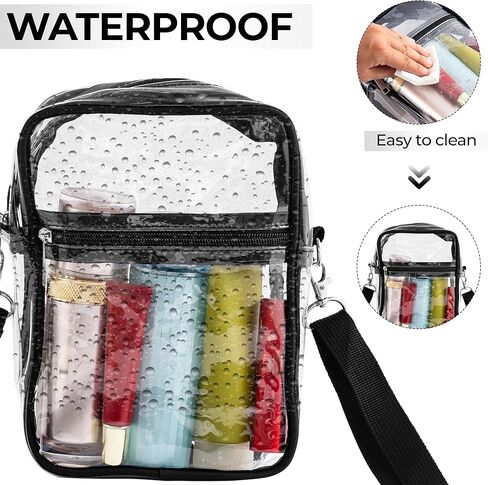 INNOVATIVE HAUS Clear Crossbody Bag with Front Pocket - Stadium Approved Transparent Purse for Concerts, Sports Events, Festivals - Water-Resistant PVC, Adjustable Strap in Kuwait