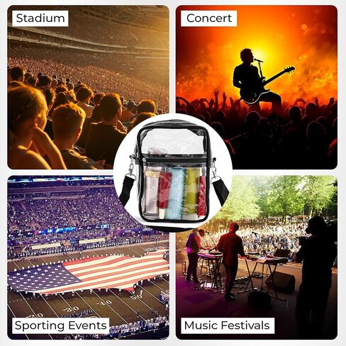 INNOVATIVE HAUS Clear Crossbody Bag with Front Pocket - Stadium Approved Transparent Purse for Concerts, Sports Events, Festivals - Water-Resistant PVC, Adjustable Strap in Kuwait