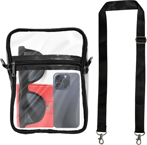 INNOVATIVE HAUS Clear Crossbody Bag with Front Pocket - Stadium Approved Transparent Purse for Concerts, Sports Events, Festivals - Water-Resistant PVC, Adjustable Strap in Kuwait