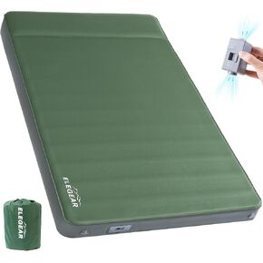 Elegear Air & Foam Self Inflating Sleeping Pad, Built-in Electric Pump 4" Ultra-Thick Memory Foam Camping Mattress with Pillow Double Camping Pad 4-Season R-value 9.5 Camp Mat for Car/Traveling - Full