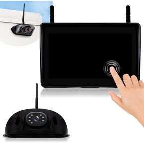 RV Backup Camera Wireless 7" 1080P DVR Rear View Camera Compatible with Furrion Pre-wired Plug, Touch Screen Monitor & IP69 Waterproof Night Vision Camera and for RV Truck Trailer Camper, WF7