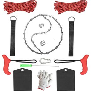NIUBIDALA Rope Saw, High Reach Tree Limb Hand Chain Saw 53 Inch, 68 Sharp Teeth Blades on Both Sides,Narrow chain NOT stuck.
