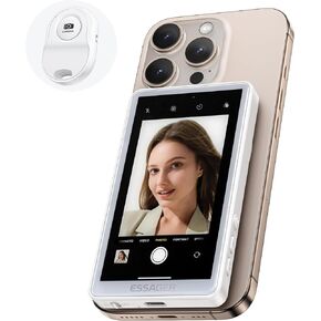 ESSGAER Magnetic Phone Vlog Selfie Monitor Screen, HD Display with Bluetooth Remote for Selfie Vlog Live Stream TikTok Compatible with iPhone & Android