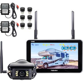 Haloview Byte Tango BT7 TPMS with 6 Sensors 1080P Wireless Backup Camera System with Integrated Rv Tire Pressure Monitoring System for RV Truck Trailer Camper TPMS-6