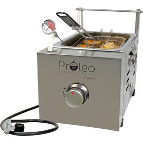Flame King Proleo Tabletop Propane Deep Fryer with Oil Thermometer, 2.5 Gallons Capacity, with 5-FT Propane Regulator Hose