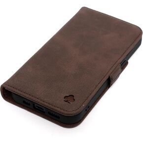 Porter Riley - علبة جلدية متوافقة مع Samsung Galaxy S24 Fe. قضية/محفظة/غطاء من الجلد الأصلي الممتاز (شوكولاتة بنية) in Kuwait