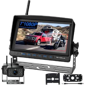 RV Backup Camera, 7'' 1080P Vehicle Backup Cameras with AI Detection, Waterproof Wireless Backup Camera with DVR Recording & Night Vision for Car, Van, SUV, Truck, Trailer