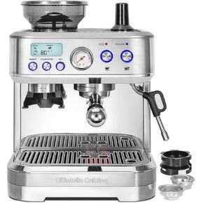 Espresso Machine with Grinder, Espresso Maker with 58MM Portafilter & Milk Frother, Latte Machine, Cappuccino Machines for Home, Automatic Stainless Steel Expresso Coffee Machines