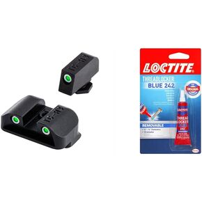 TRUGLO Tritium Handgun Glow-in-The-Dark Night Sights for Glock Pistols, Glock 17, 17L, 19, 22, 23, 24 and more & Loctite Threadlocker Blue 242 Nut/Bolt Locker