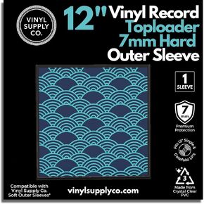 Vinyl Record Toploader Hard Outer Sleeve Protector - 7mm (7 Millimeters) Thickness Crystal Clear Hard Case For Vinyl Record Storage And Collection - One Sleeves (1)