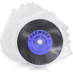 Facmogu 100 Pieces 7 Inch Round Bottom Vinyl Record Sleeves, U shaped Record Sleeves Interior Disc Cover for 45 RPM Records Collections, Crystal Clear Vinyl Covers for Protect LP Albums from Scratches