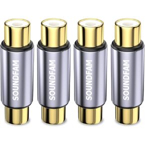 Gold Plated RCA Female to Female Coupler,Barrel Connectors Adapters Extend Subwoofer RCA Cables for HDTV,Speakers, Amplifiers, Car Audio (RCA Female to Female Coupler, 2-Pack)