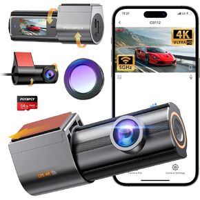 Dash Cam Front 4K, Built-in 5GHz WiFi with CPL, Car Camera Dashcam with UHD 2160P, 64GB Card, 24H Parking Monitor, Super Night Vision, WDR, G-Sensor, App Control, 170° Wide Angle, Support 256GB Max