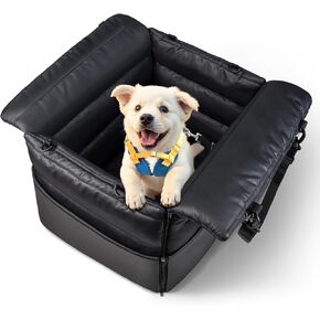 Dog Car Seat Medium Sized : PU Leather Waterproof Booster Seat with Safety Leash for Pets Up to 45lbs - Travel & Home Use Front & Back Seat Pet Bed for Pet Owners