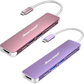 Hiearcool 7IN1 USB C Adapter, USB C Hub-(Rose Gold and Purple)