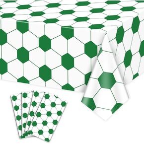 4Pcs Soccer Tablecloths, Soccer Pattern Party Table Cover, Rectangular Grass Tablecloths for Kids Soccer Theme Fan Sports Event Game Day Soccer Birthday Party Supplies, 51 x 86.6 Inch