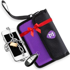 Large Faraday Bags for Phones with Two Pockets, RFID Blocking Sleeves, Signal Blocking Shield, Faraday Key Fob Protector, RFID Faraday Pouch for Key fob w/Removable Handle in Kuwait