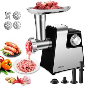 Electric Meat Grinder, 350W(2800W Max) Power Food Grinder with Sausage Stuffer Tubes, Dumpling Maker, and Kubbe Kit, Small Meat Grinder for Home Use ，for Ground Beef, Deer, Chicken, and More