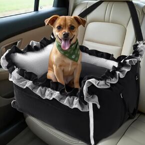 Homcosan Dog Car Seat for Small Medium Dogs, Dog Booster Seat for Car with Clip-On Safety Leash, Elevated Pet Car Seat with Soft Cushion, Washable Travel Safety Car Seat for Dog up to 30 lbs (Pink)