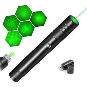 Laser Pointer High Power, Laser Pointer Indicator Light, Long Range Lazer Pointer for Hiking, USB Charge (Green)