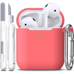 R-fun Compatible with AirPods Case Cover, Soft Silicone Protective Cover with Keychain for Women Men Compatible with Apple AirPods 2nd 1st Generation Charging Case, Front LED Visible,Sky Blue