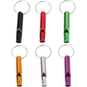 Aluminum Survival Whistle, 6Pcs Outdoor Survival Safety Whistle Whistle Keychain for Hiking Camping