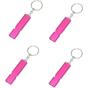 4Pcs Pink Aluminum Alloy Whistle Camping Supplies Double Tube Emergency Whistles Clear Loud Sound Compact Size Portable Corrosion-Resistant Safety Survival Camping Signal Whistles Camping and Hiking