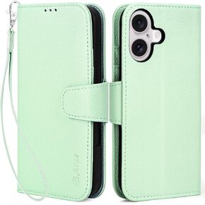 Arae Compatible with iPhone 16 Pro Max Case Wallet with Card Holder, Wristlet Strap Wallet Flip Cover for iPhone 16 Pro Max 6.9 inch Men/Women, RFID Blocking, Kickstand,Litchi Black