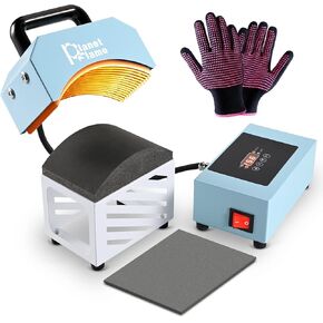 PlanetFlame Hat Press, Mini Hat Press Heat Machine for Caps Hats with 5.4" * 3.1" Curved Teflon Coated Heat Plate & Safety Base for Heat Transfer Vinyl, Sublimation and DIY Projects, Purple