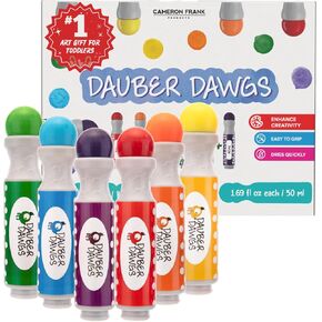 Washable Shimmer & Regular Dot Markers - 16 Pack Downloadable Activity Sheets For Kids, Toddler Art Activities, Preschool Children Arts Crafts Supplies Kit, Bingo Daubers Dabbers Dobbers, Dauber Dawgs