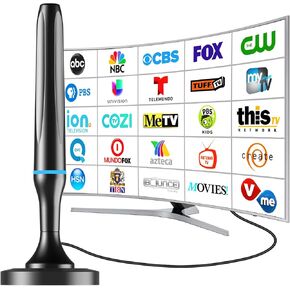 Digital TV Antenna for Smart Tv Indoor Antenna for Tv Without Cable with Strong Magnetic Base,360° Reception Digital HDTV Antenna for Local Channels-Supports 4K 1080p -10FT Long Cables