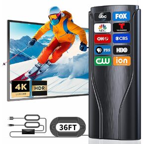 2200+ Miles Long Range Digital HD TV Antenna Indoor for Local Channels,TV Antenna for Smart TV and All Older TV's,Support 4K 1080p with Amplifier Signal Booster and 18ft HD Cable