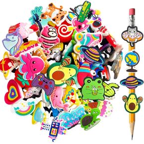 60 Pcs Cute Pencil Topper Decoration, Different Pencil Clip Designs, Suitable for School Prize, Classroom Reward, Gift Idea