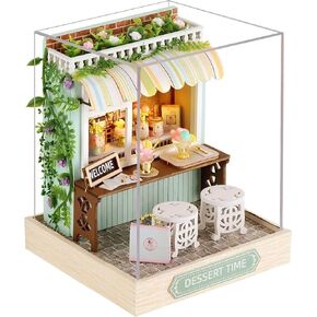 طقم Ozjay DIY Miniature House ، مجموعة صغيرة من المنزل مع غلاف دليل على الغبار وحركة الموسيقى ، DIY DOWEN DOLLHOUSE MINIATURE KIT للبالغين في سن المراهقة ، 1:24