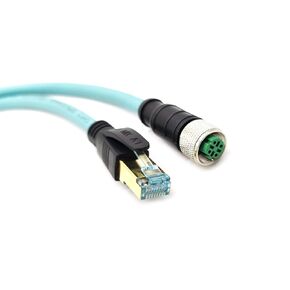 M12 4 Pin D رمز أنثى إلى RJ45 كابل الإيثرنت الصناعي ، M12 إلى RJ45 ذكر مجموعة كابل مرنة عالية الحقل محمية للربط لأنظمة الأتمتة (3.28 قدم/1Meter)