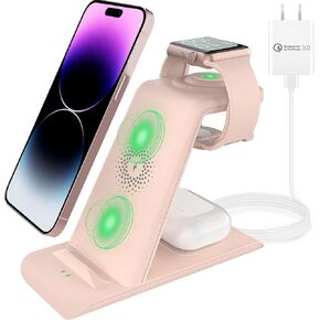 HATALKIN 3 in 1 Wireless Charging Station Compatible for Apple Products Multiple Devices Charger for Apple Watch ultra 10 9 8 7 SE 6 5 AirPods Pro iPhone 16 15 14 13 12 Pro Max/X/XS Fast Charger Stand