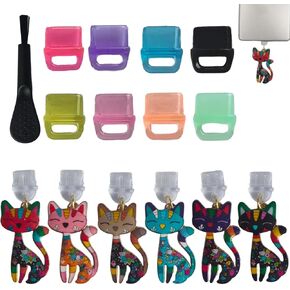 15Pcs Dust Plug,Type C Anti Dust Plugs with Alloy Cat Pendants,USB C Port Caps Protector Pendants for Most Type-C Cell Phone