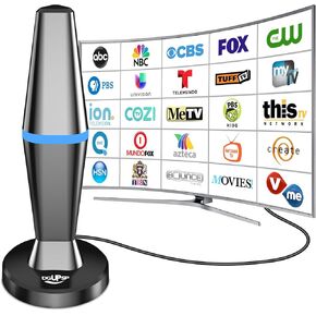 Digital TV Antenna for Smart Tv Indoor TV Antenna for Tv Without Cable with Strong Magnetic Base, 360° Reception HD Antenna for TV Indoor 4k -10FT Long Cables (Orange-V15603)