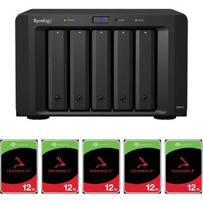 Seagate DX517 5-Bay Expansion Unit with 5X IronWolf 12TB SATA III 3.5" 7200 RPM Internal NAS Hard Drive