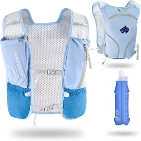Lightweight Running Vest for Women Men, Adjustable Hydration Backpack with 500ml TPU Soft Flask, Breathable Reflective Large Capacity Water Backpack for Running Cycling Marathon Hiking