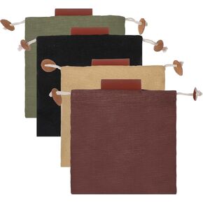 4 Pack Outdoor Foraging Bag, Collapsible Waxed Canvas Bag, Leather Foraging Pouch Basket for Camping, Hiking Hunting, Grocery Storage, 4 Colors