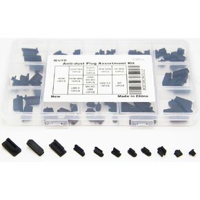 Silicone Universal Anti Dust Cover Plug Kit Stopper Cap for USB C/A Micro USB Lightning Ethernet RJ45 HDMI DP SFP Computer PC Laptops Phones Audio Devices Electronics Black 10Sizes 100Pcs