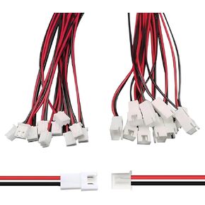 JST XH 2.54mm 4 Pin Connector,20 PCS Male Plug and 20 PCS Female Socket, Micro Wire Connectors with 100mm Extension Cable AWG 26