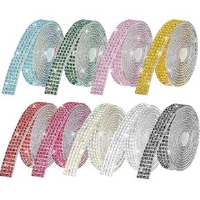 Rhinestone Ribbon Self Adhesive Crystal Rhinestone, 12-Rolls Bedazzling Strips, 12-Yard Rhinestone Strips for DIY Craft, Decoration of Daily Necessities and Special Events