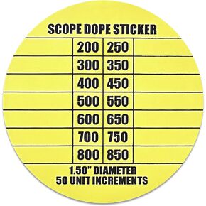 7-Pack Scope DOPE Sticker for Long-Range Shooting- Rifle Scope Sticker Can Be Used with Range Card and Dope Cards for Shooting -1.5 Inch Diameter- Fits Most Scope Caps - Made in The USA