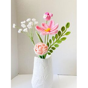 Crochet Flower Bouquet, 18 inches, Handmade with Yarn, Long Lasting Decor (fancy3)