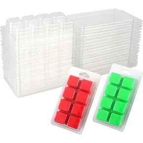 MILIVIXAY 50 Packs 8 Cavity Cubes Clamshells- Wax Melt Containers for Tarts- Clear Empty Plastic Wax Melt Molds.