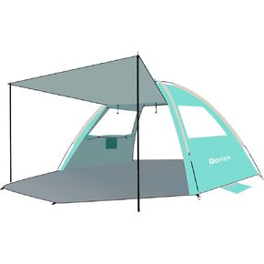 Gorich Beach Tent with Canopy - Easy Setup 3-6 Person Portable Sun Shelter, UPF 50+ UV Protection Sun Shade, Lightweight & Compact Beach Cabana for Family Travel